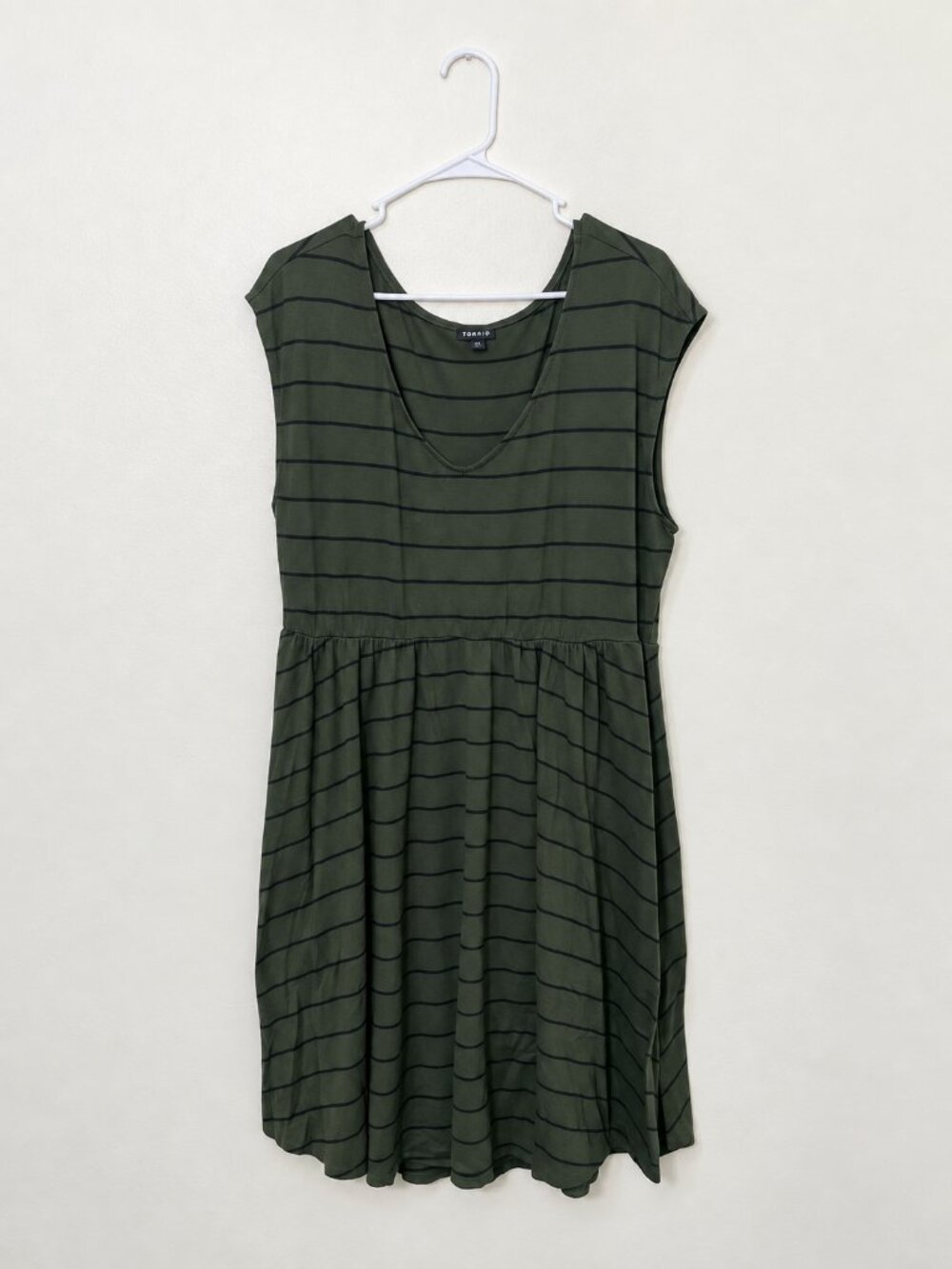 Torrid Olive Green Black Striped Skater Dress 2X